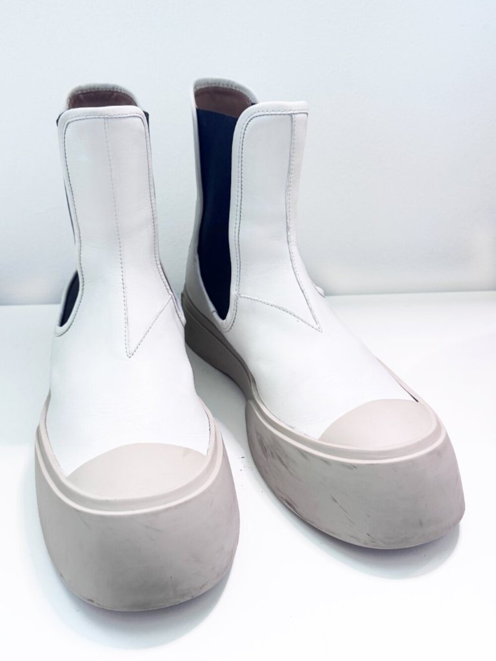 Marni Pablo White Leather Chelsea Boots IT 41 / US 11